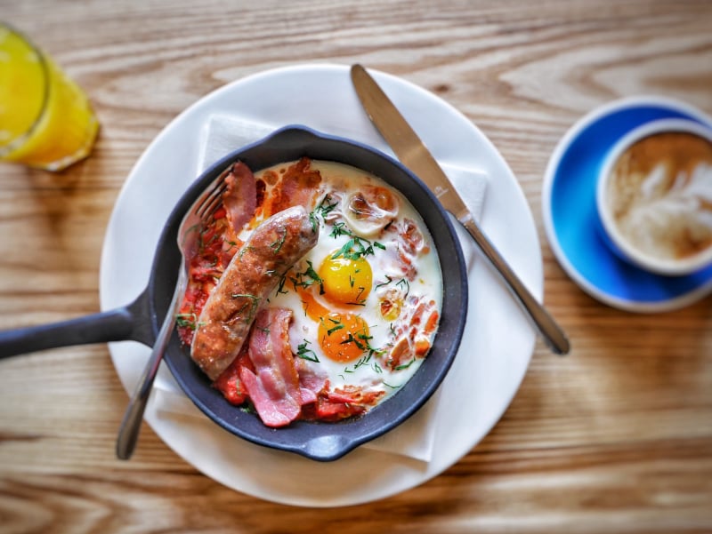 Country Breakfast Skillet with Farm Eggs and Smoked Meats